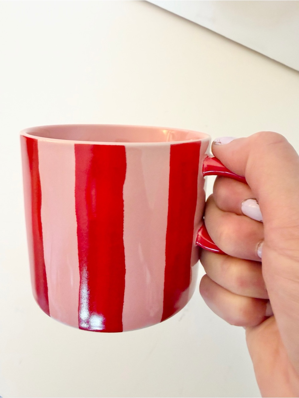 Threshold Red and Pink Striped Ceramic Mug
